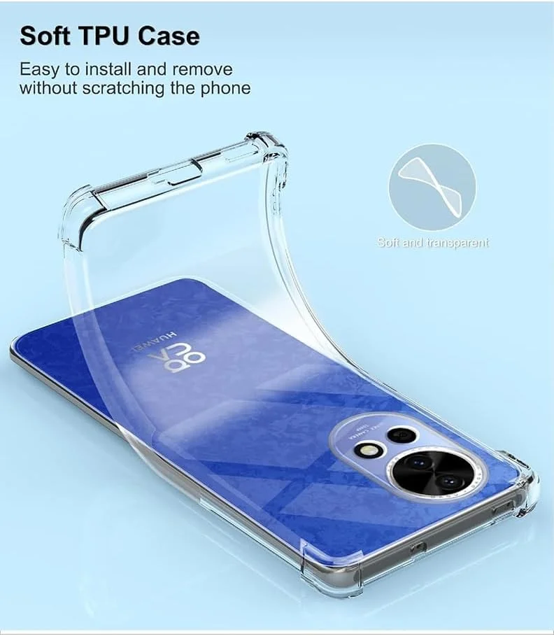 کاور شفاف هوآوی نوا 13، کاور گوشی موبایل TPU با قابلیت جذب شوک و گوشه‌های تقویت‌شده، نرم و انعطاف‌پذیر و کاور محافظ شفاف