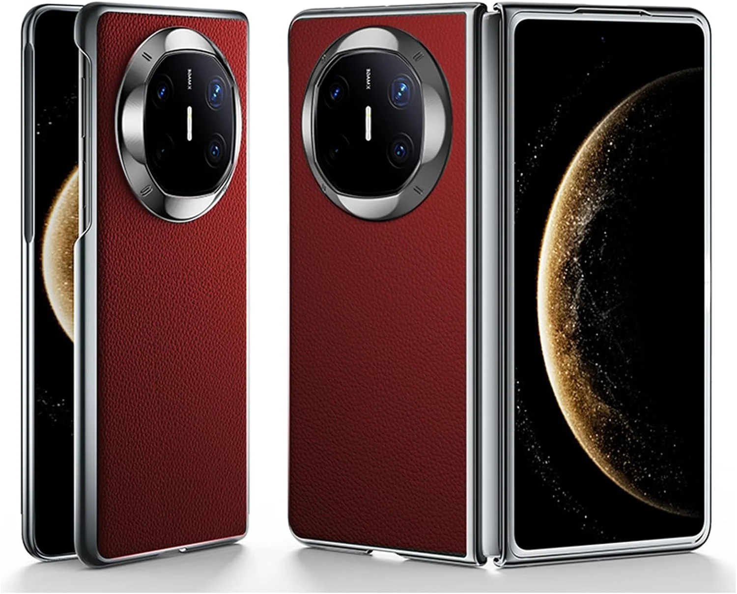 کیف چرمی تجاری Moninsta سازگار با Huawei Mate X6، قاب باریک و شیک با حس فلز اصلی برای Mate X6 (قرمز)