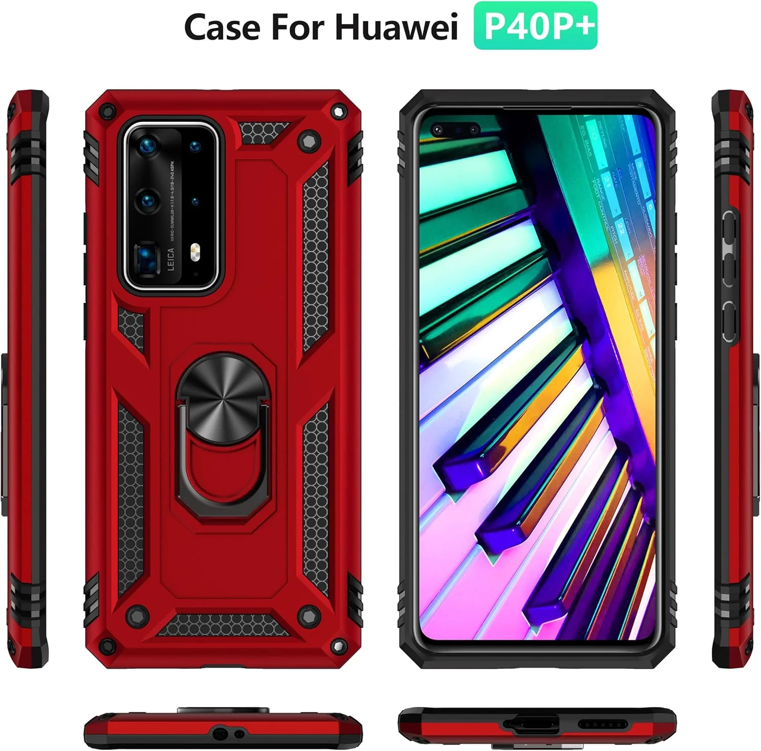 کاور 2ndSpring برای هوآوی P40 Pro/P40 Pro+ به همراه محافظ صفحه نمایش شیشه ای حرارت دیده، دارای حلقه نگهدارنده، کاور محافظ سیلیکونی ضد ضربه، زره سخت و مقاوم، مشکی