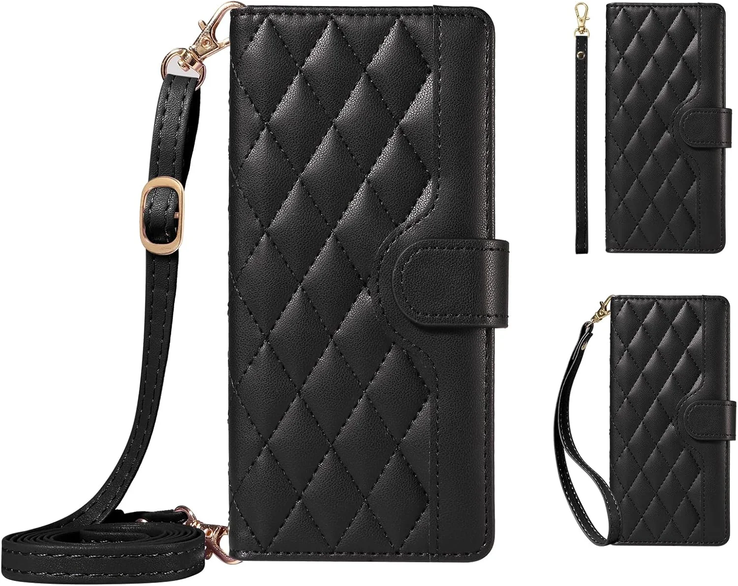 کیف چرمی تاشو برای هوآوی P30 Pro، کاور تجاری، کیف پول کارتی، کاور محافظ گوشی (مشکی)