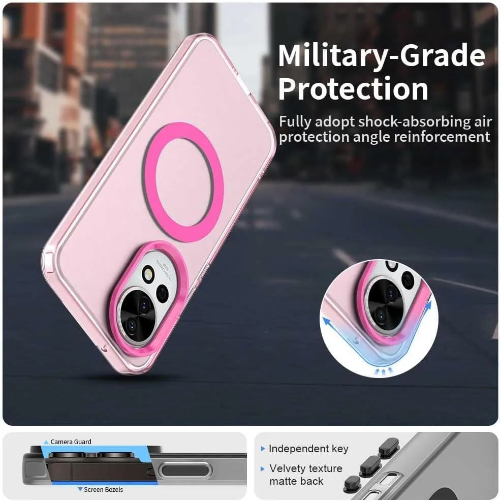 کاور مغناطیسی مات Gruattreay سازگار با هوآوی نوا 13 5G، کاور محافظ با قابلیت شارژ بی‌سیم، کاور محافظ شفاف ضد ضربه با ایربگ در چهار گوشه برای هوآوی نوا 13 (قرمز)