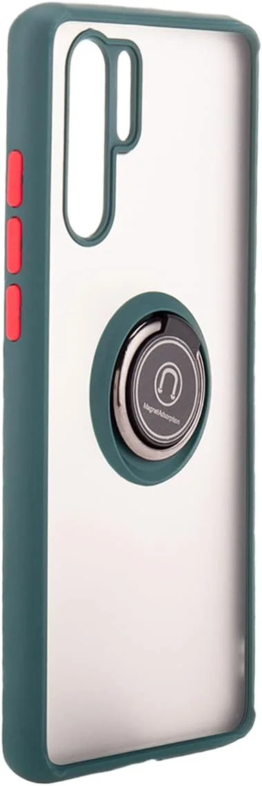 کاور محافظ نازک و نیمه شفاف مات Muzz برای گوشی هوآوی P30 Pro، با محافظت از دوربین، ضد ضربه و دارای حلقه مغناطیسی چرخان 360 درجه مناسب برای اتصال به هولدر ماشین