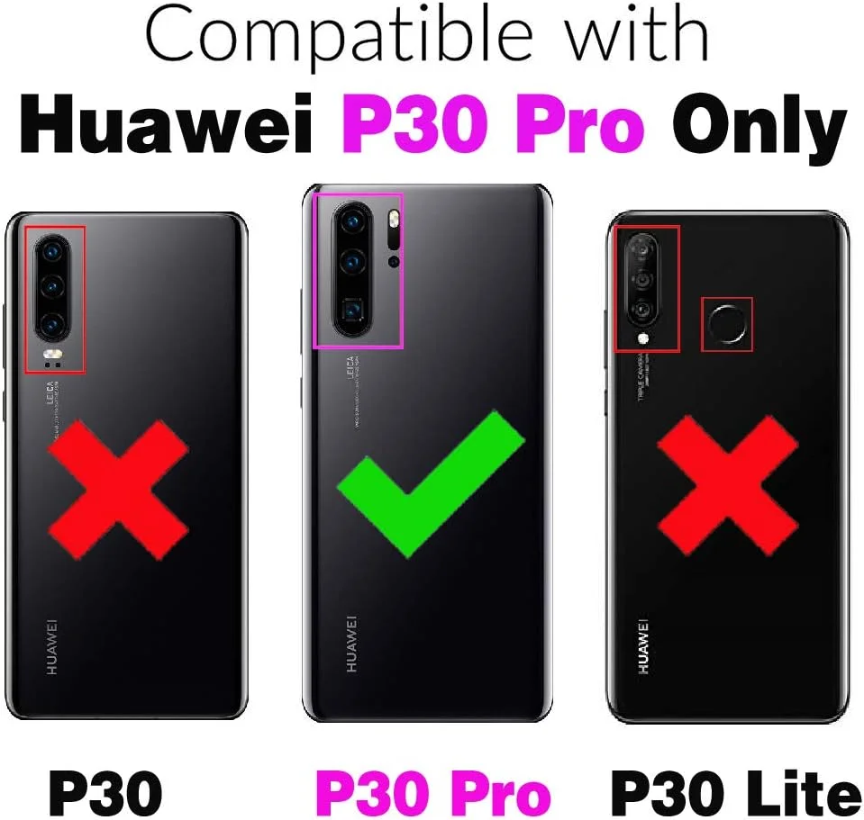 کیف پول گوشی هوآوی P30 Pro به همراه محافظ صفحه نمایش شیشه ای و جلد چرمی تاشو، دارای جای کارت اعتباری، مناسب برای نگهداری کارت شناسایی، دارای استند و لوازم جانبی موبایل، طرح گل رز طلایی