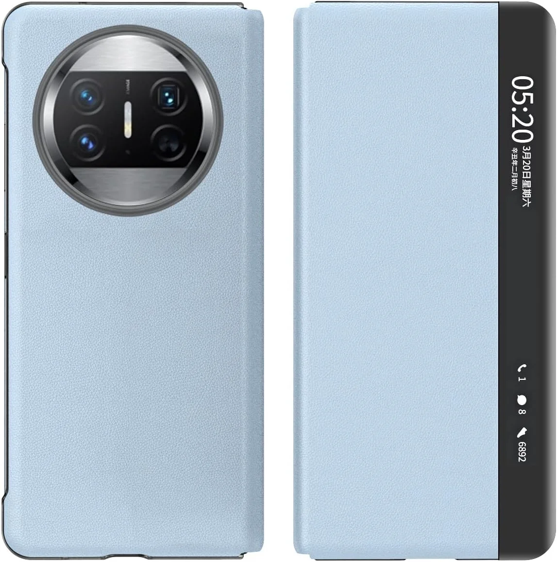 کاور چرمی تاشو هوشمند سازگار با هوآوی میت ایکس 3، دارای پنجره لمسی نمایشگر هوشمند، قابلیت خواب/بیداری خودکار صفحه نمایش و استند (آبی)