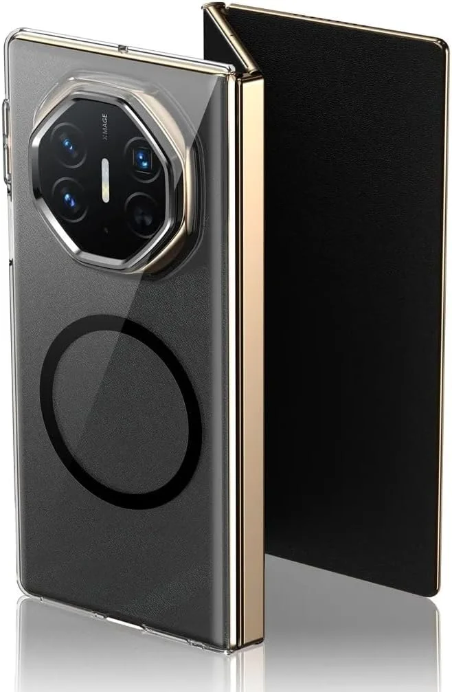 کاور محافظ مغناطیسی شفاف Gruattreay سازگار با Huawei Mate XT Ultimate Design، سازگار با Mag-Safe، [مگنت قوی] [ضد زردی] کاور باریک شفاف (مشکی)