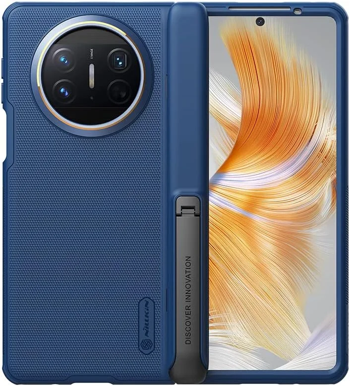 کاور محافظ گوشی هواوی میت ایکس 3 مدل فروستد شیلد تاشو 180 درجه TPU PC به همراه هولدر مخفی (آبی)