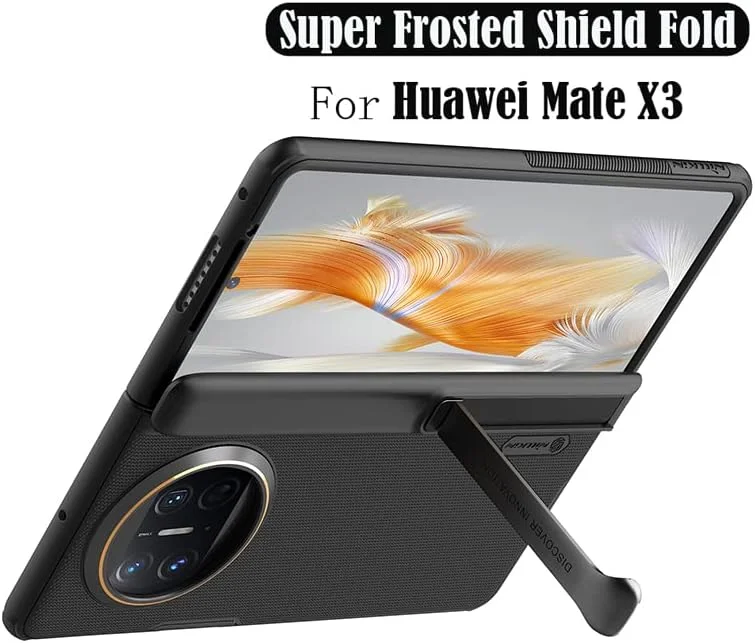 کاور محافظ گوشی هواوی میت ایکس 3 مدل فروستد شیلد تاشو 180 درجه TPU PC به همراه هولدر مخفی (آبی)