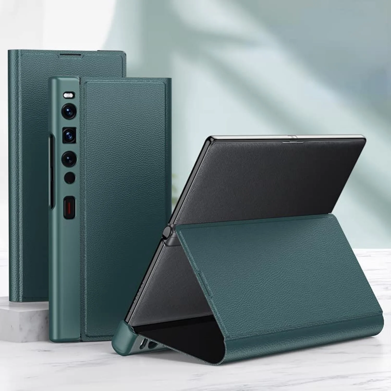 کیف چرمی محافظ هواوی میت ایکس اس 2 با محافظت سبک وزن، ضد ضربه، پایه تاشو و جذب مغناطیسی فوری برای میت ایکس اس 2 5G (هواوی میت ایکس اس 2، سبز)