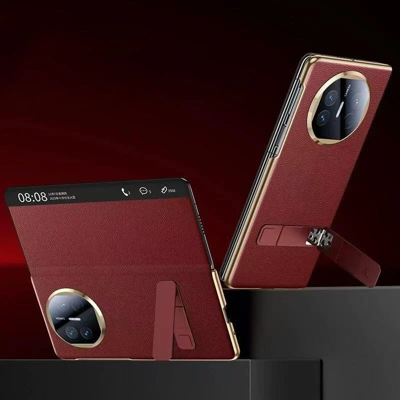 کیف چرمی مغناطیسی Gruattreay سازگار با هوآوی Mate X6، دارای استند چرخشی و پنجره نمایش، پوشش کامل و محافظ برای Mate X6 (قرمز)