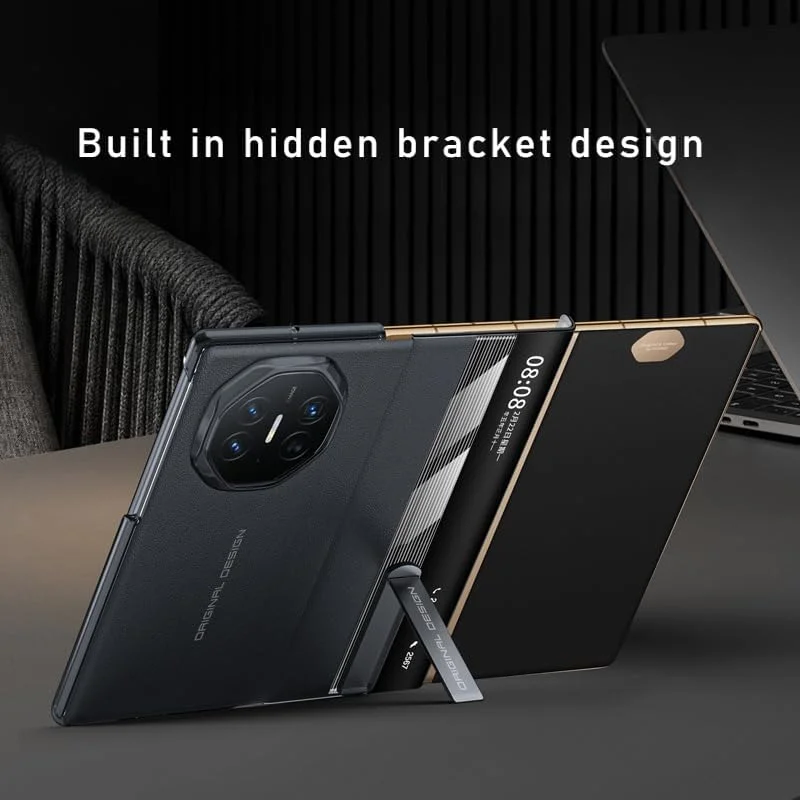 کیف چرمی Gruattreay سازگار با هوآوی Mate XT، با پایه عمودی مخفی، مقاوم در برابر لرزش و ضد افتادن، با پنجره هوشمند بیدار شدن/خواب خودکار (قرمز)