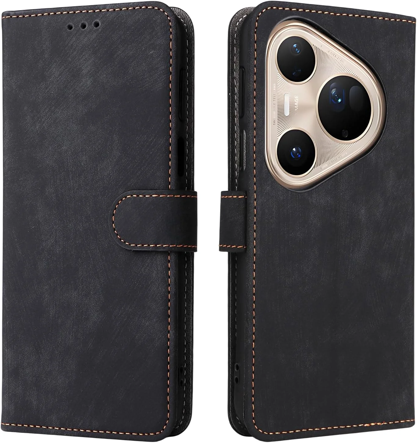 کاور محافظ تاشو گوشی هواوی Pura 80 Ultra به همراه بند دستی، کیف چرمی PU با محافظت کامل از بدنه و ضد ضربه، کیف پول تاشو ضد سرقت RFID