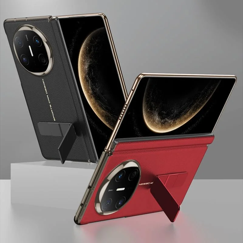 کاور چرمی لوکس Gruattreay سازگار با هوآوی Mate X6، دارای استند فلزی چرخان 270 درجه، محافظت کامل از لولا، ضد ضربه و ضد سقوط (قرمز)