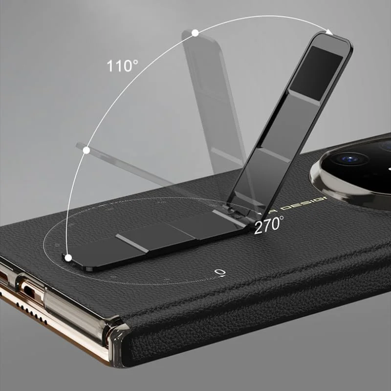 کاور چرمی لوکس Gruattreay سازگار با هوآوی Mate X6، دارای استند فلزی چرخان 270 درجه، محافظت کامل از لولا، ضد ضربه و ضد سقوط (قرمز)