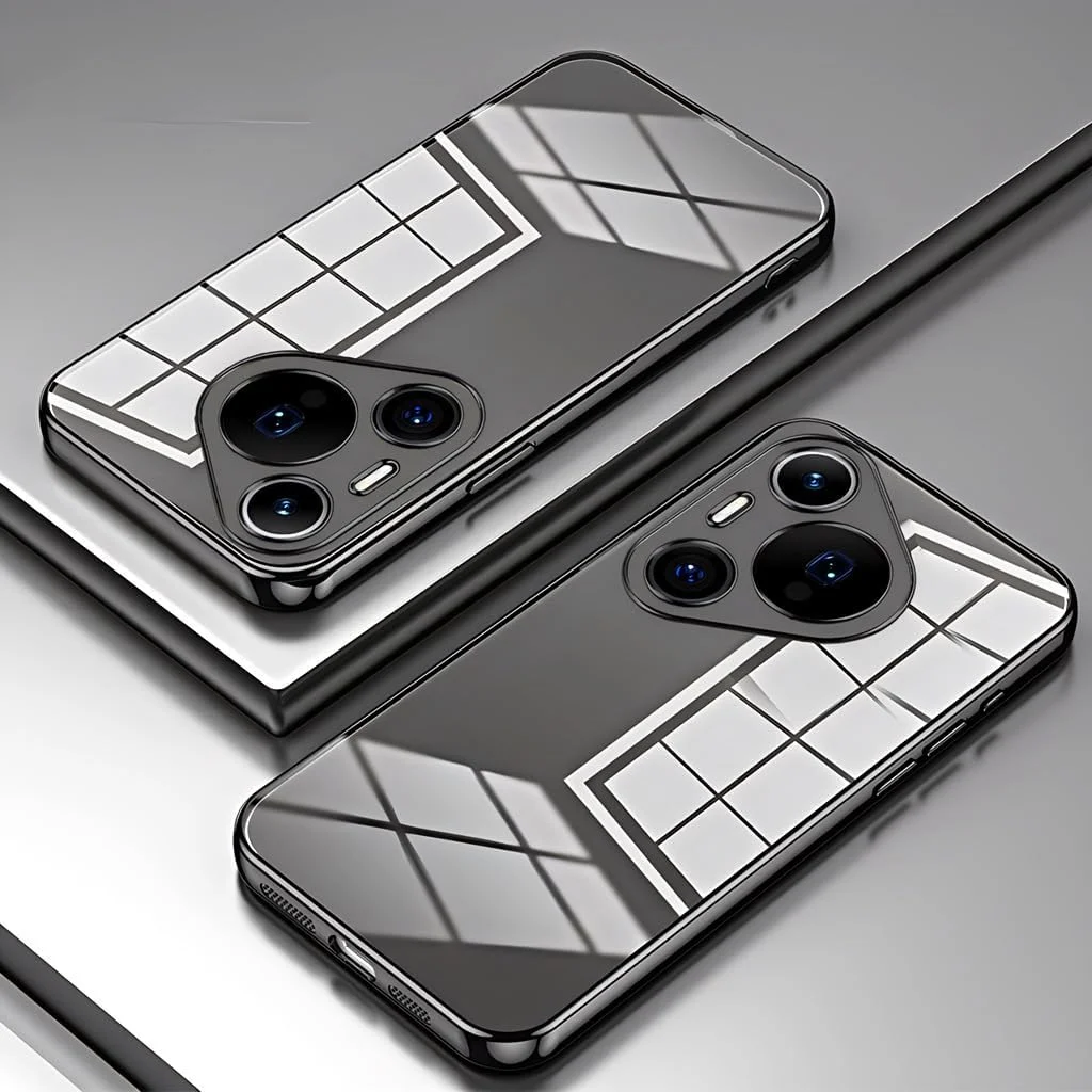 کاور اکلیلی هوآوی Pura 70 Ultra، کاور باریک و ضد ضربه با روکش گرادیانی لوکس، بافت ممتاز، کاور گوشی درخشان و جذاب (مشکی شفاف)