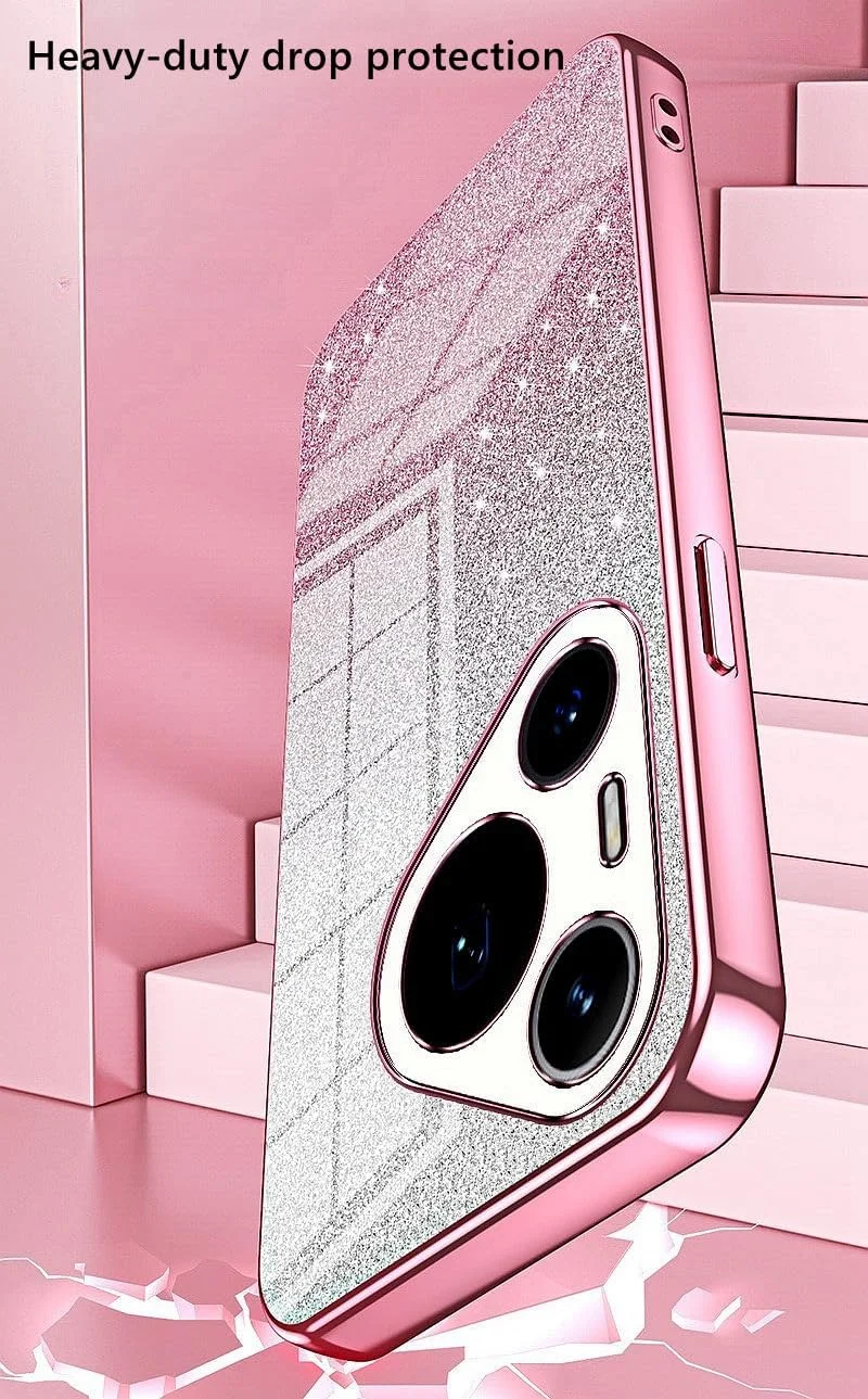 کاور اکلیلی هوآوی Pura 70 Ultra، کاور باریک و ضد ضربه با روکش گرادیانی لوکس، بافت ممتاز، کاور گوشی درخشان و جذاب (مشکی شفاف)