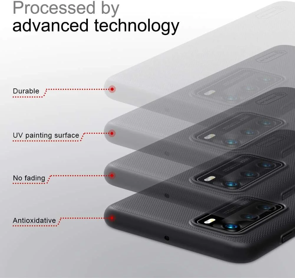 قاب محافظ گوشی موبایل نیلکین مدل Super Frosted Shield مناسب برای هوآوی P40 به همراه پایه نگهدارنده - مشکی