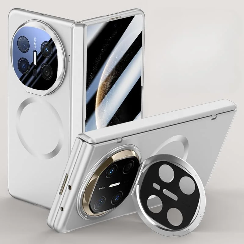 قاب آهنربایی Gruattreay سازگار با Huawei Mate X6، [محافظ صفحه نمایش داخلی] محافظ لولای پایه دوربین فلزی، ضد ضربه و مقاوم در برابر افتادن، پشتیبانی از شارژ بی سیم (نقره ای)