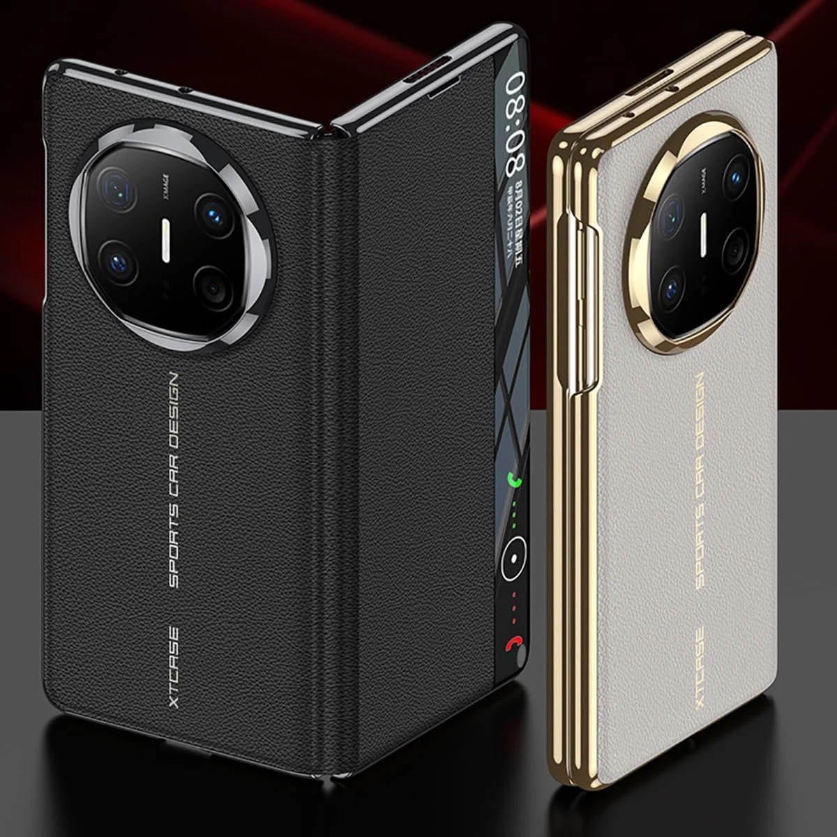 کیف چرمی تاشو هوآوی میت X6، قاب گوشی تاشو با حلقه مغناطیسی مخفی و روکش آبکاری شده برای هوآوی میت X6 - مشکی