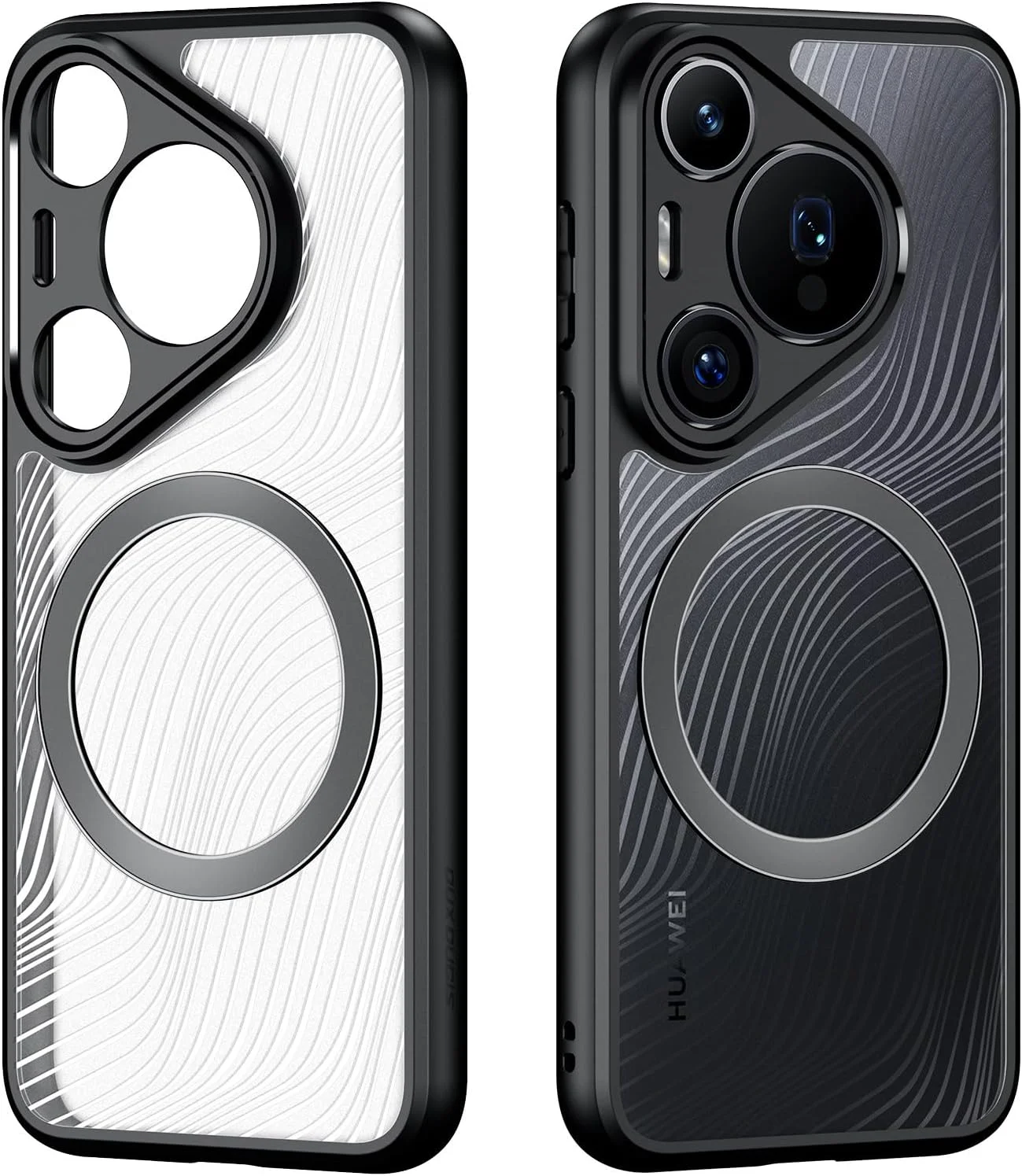 کاور محافظ شفاف مغناطیسی سازگار با هوآوی Pura 70 Pro/Pura 70 Pro Plus، ساخته شده از PC و سیلیکون ضد ضربه