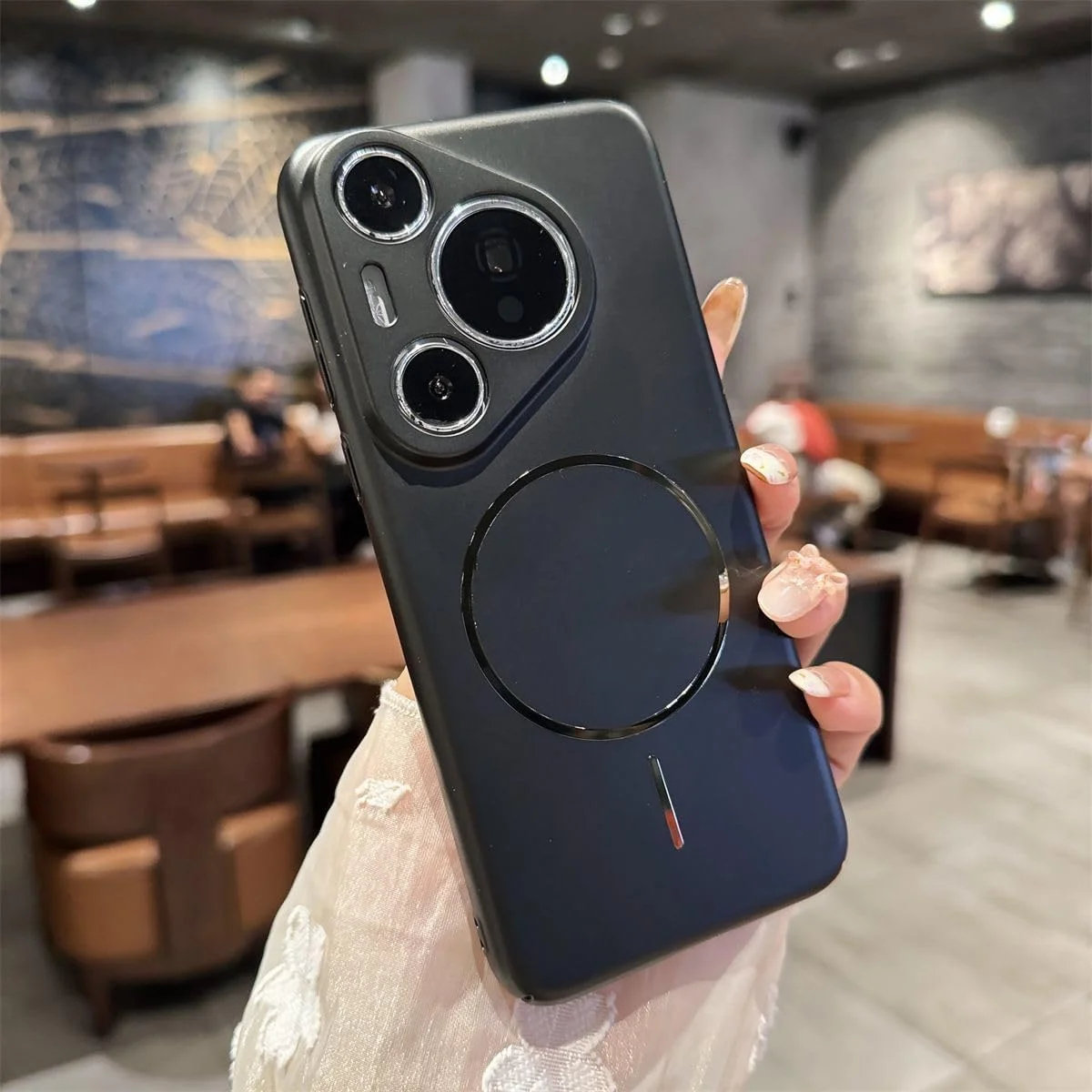 قاب پشتی سازگار با هوآوی Pura 80 Ultra/P80 pro/p+ / P80، بافت مات فلزی، پشتیبانی از شارژ مغناطیسی، فوق العاده نازک، مینیمالیستی، PC، قاب P80 (مشکی، Pura 80 Ultra)