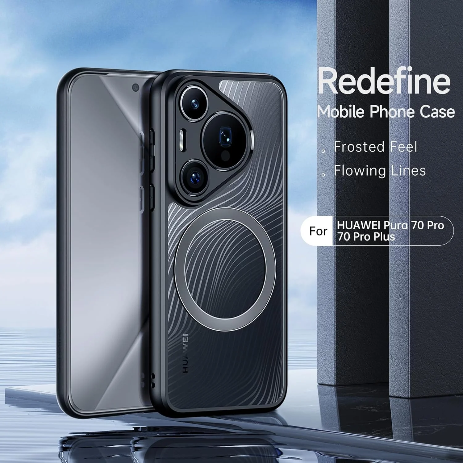 کاور محافظ شفاف مغناطیسی سازگار با هوآوی Pura 70 Pro/Pura 70 Pro Plus، ساخته شده از PC و سیلیکون ضد ضربه