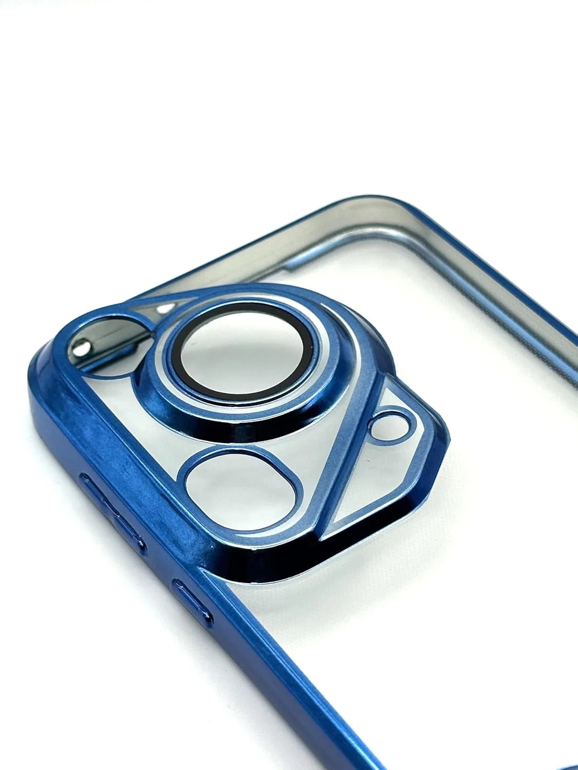 کاور گوشی موبایل هواوی Pura 70 Ultra، رنگ متالیک الکتروپلیت شده، شفافیت بالا، محافظ لنز دوربین (آبی)