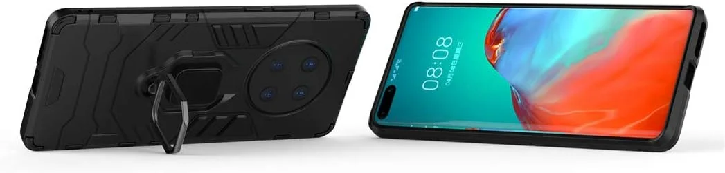 قاب محافظ گوشی هوآوی میت 40 پرو مدل MaiJin با حلقه فلزی و استند (سازگار با هولدر مغناطیسی خودرو)، دو لایه و مقاوم - مشکی