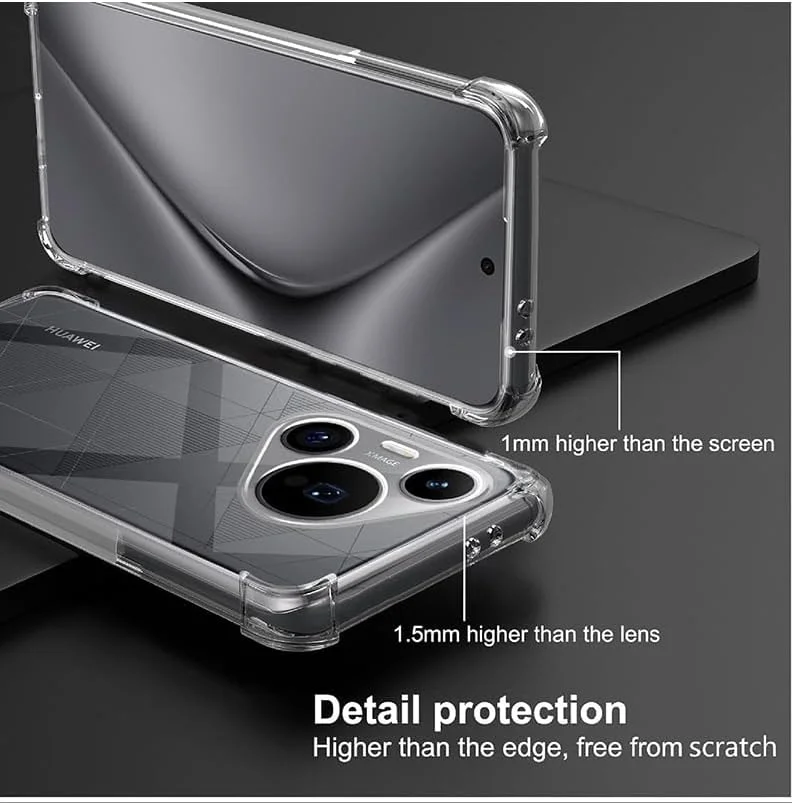 کاور شفاف هوآوی Pura 70، کاور گوشی موبایل TPU با قابلیت جذب شوک و گوشه‌های تقویت‌شده، نرم، انعطاف‌پذیر و محافظ بامپر شفاف
