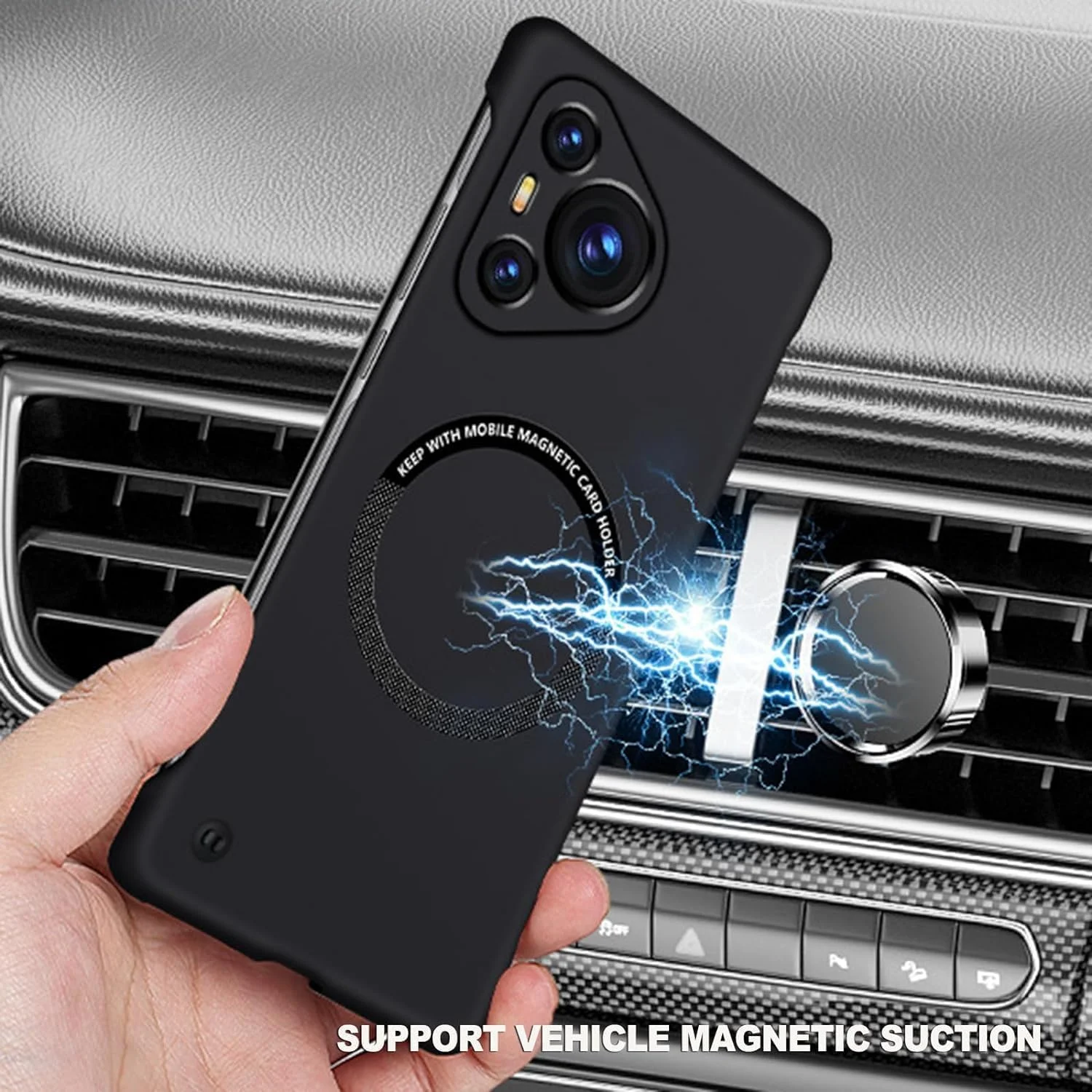 قاب محافظ باریک Gruattreay سازگار با HuaWei Pura 70/70 Pro، محافظت کامل از لنز، قاب گوشی بدون لبه، پشتیبانی از مکش مغناطیسی خودرو (سفید)