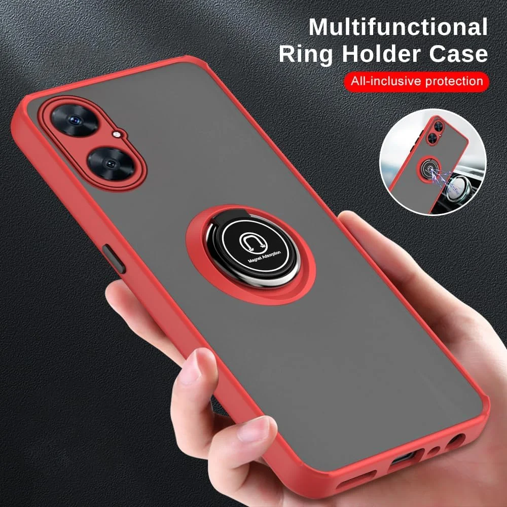 قاب گوشی هوآوی نوا 11i، بامپر سیلیکونی انعطاف پذیر، محافظت از دوربین، نازک، نیمه شفاف، ضد ضربه، پوشش مات پشتی با حلقه مغناطیسی چرخان 360 درجه مناسب برای هولدر ماشین، مخصوص هوآوی نوا 11i (مشکی)