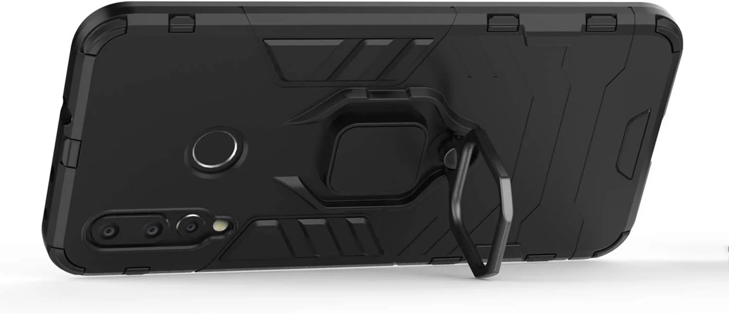 قاب محافظ هواوی نوا 4 مدل MaiJin، با حلقه فلزی، پایه استند، ضد ضربه، لایه سخت (سازگار با هولدر مغناطیسی خودرو)، دو لایه مقاوم برای هواوی نوا 4 (مشکی)