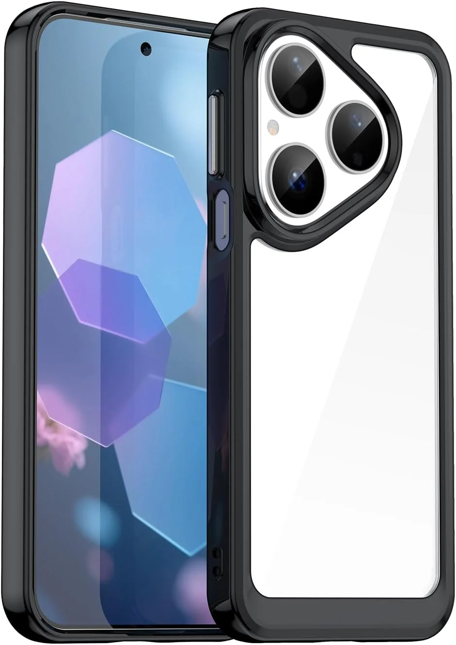 کاور محافظ ضد ضربه کریستالی شفاف با پشت سخت برای هوآوی Pura 80، کاور محافظ 360 درجه با سپر TPU و پشت شفاف مناسب Pura 80