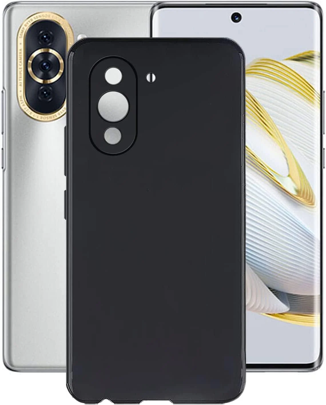 کاور محافظ گوشی هواوی نوا 10، کاور پشتی TPU نرم، ضربه گیر سیلیکونی ضد اثر انگشت، کاور محافظ کامل بدنه برای نوا 10 مشکی