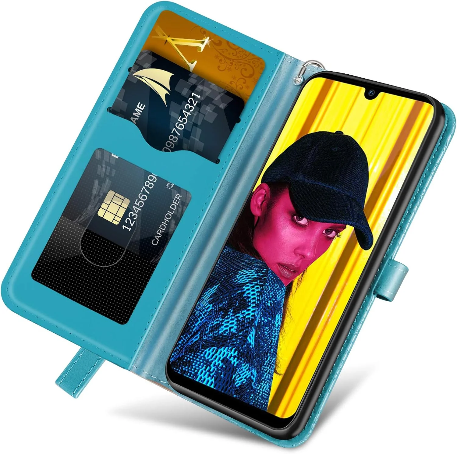 کیف گوشی هواوی Y7 2019 مدل MRSTER - کیف چرمی با کیفیت عالی برای هواوی Y7 2019، کیف محافظ تاشو برای هواوی Y7 2019. طرح درخت آبی RX2