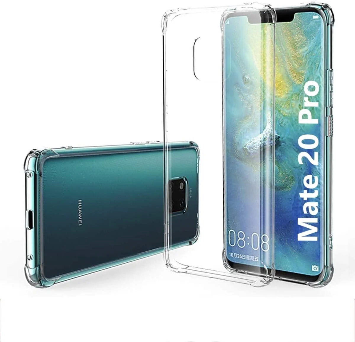 کاور پشتی شفاف و نرم سیلیکونی انعطاف پذیر Muzz برای گوشی Huawei Mate 20 Pro، محافظ با لبه های تقویت شده