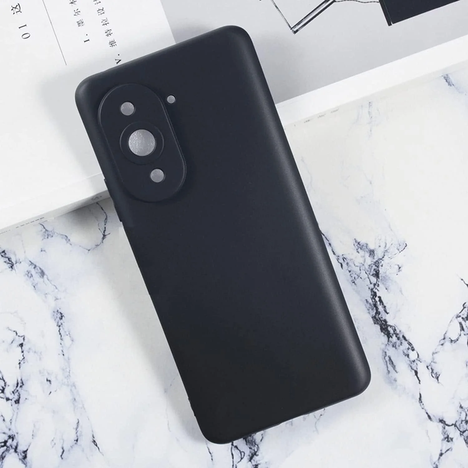 کاور محافظ گوشی هواوی نوا 10، کاور پشتی TPU نرم، ضربه گیر سیلیکونی ضد اثر انگشت، کاور محافظ کامل بدنه برای نوا 10 مشکی