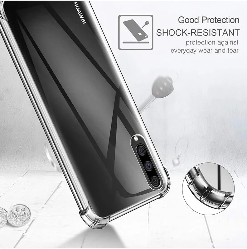 کاور شفاف Huawei Y9S، کاور گوشی TPU با قابلیت جذب شوک و گوشه های تقویت شده، نرم و انعطاف پذیر و محافظ بامپر شفاف