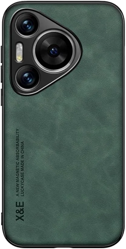 کاور ابریشمی کِپوچ سازگار با هوآوی Pura 70 Pro - دارای نگهدارنده مغناطیسی و صفحه فلزی داخلی - سبز