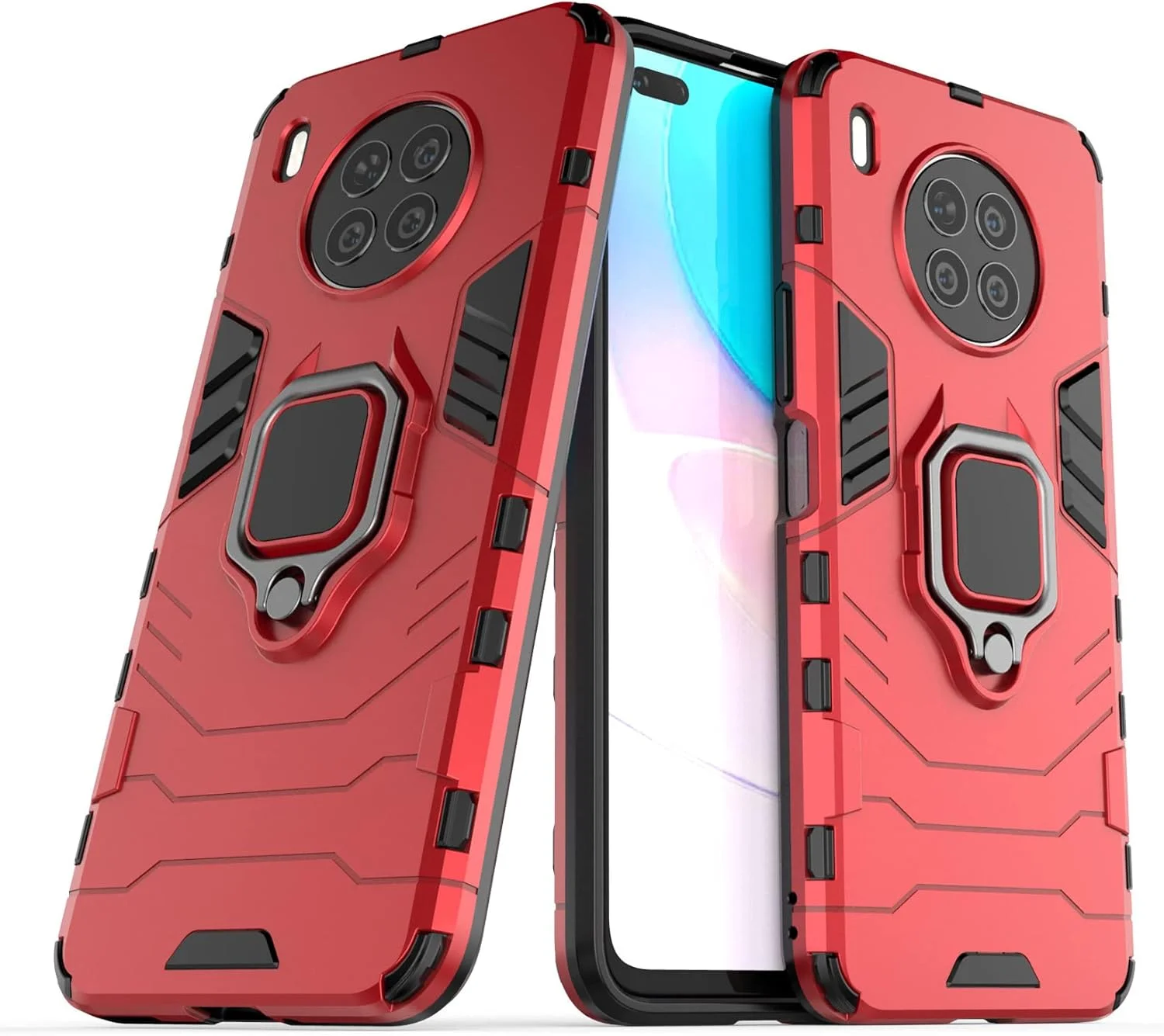 کاور محافظ گوشی هواوی نوا 8 آی / آنر 50 لایت، کاور زرهی ضد ضربه و مقاوم با پایه تاشو، قرمز