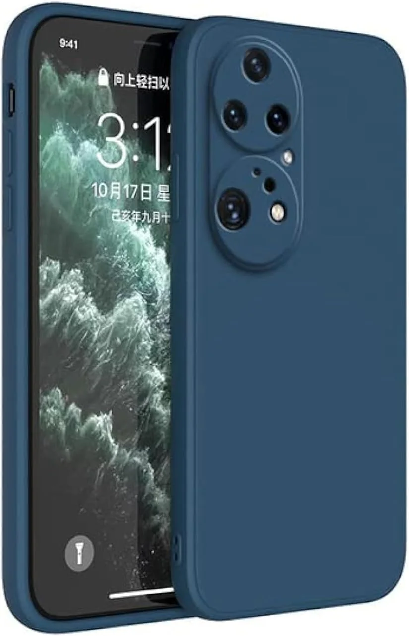 قاب محافظ گوشی هواوی P50 پرو، آبی، باریک، TPU نرم، سیلیکونی انعطاف پذیر، مات آبی، برند Emodil (آبی)