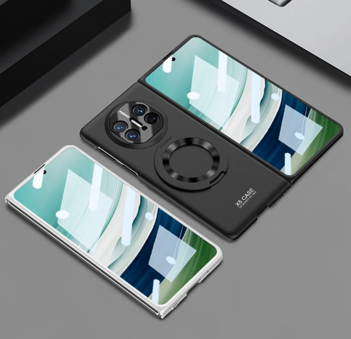 قاب گوشی هواوی میت ایکس 3 با حلقه، قاب مغناطیسی باریک با حلقه شارژ سریع بی سیم، کاور تاشو گوشی برای هواوی میت ایکس 3 - سبز