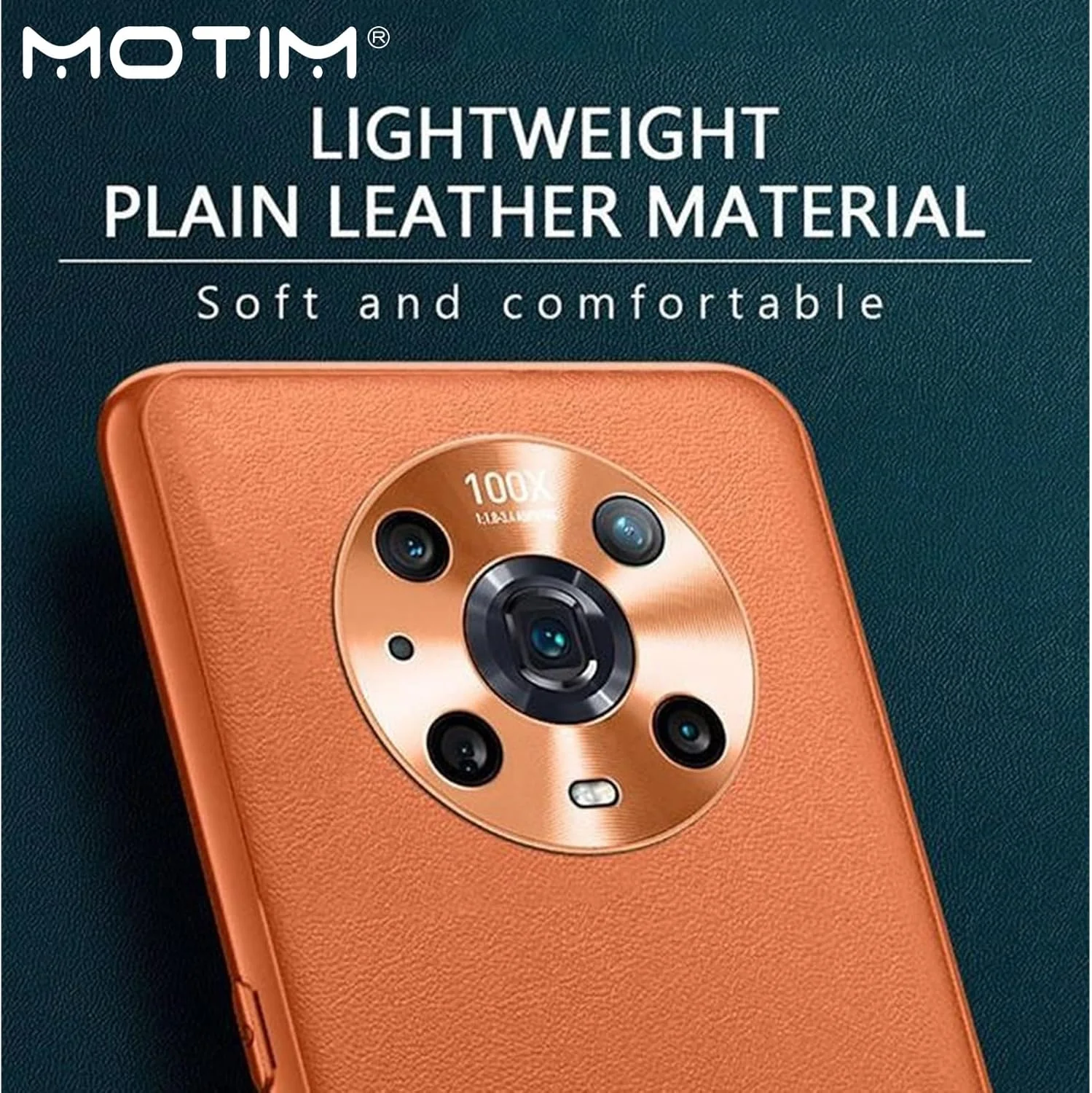 کاور چرمی MOTIM برای هوآوی Honor Magic 4/4 Pro، محافظت در برابر سقوط، ضد ضربه، ضد گرد و غبار و ضد اثر انگشت (نارنجی، هوآوی Honor Magic 4Pro)