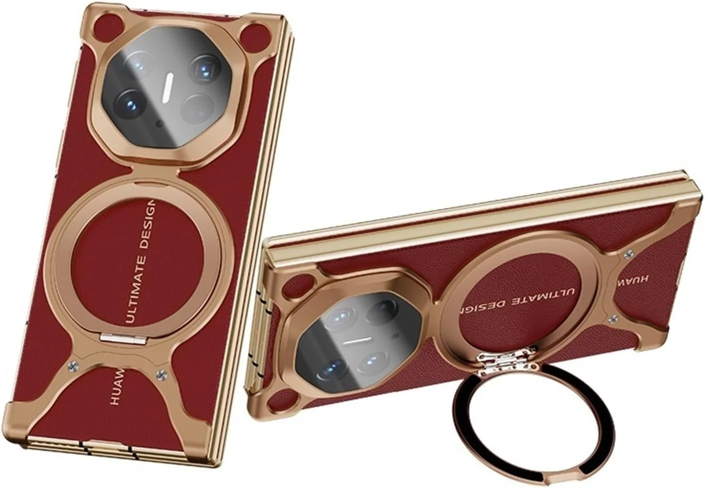 کاور محافظ فلزی و چرمی Azonee برای Huawei Mate XT، دارای استند مغناطیسی و پنجره هوشمند، طراحی دفع حرارت، ضد ضربه، فوق العاده نازک و محافظ لنز (طلایی) کاور محافظ فلزی و چرمی Azonee برای Huawei Mate XT، دارای استند مغناطیسی و پنجره هوشمند، طراحی دفع حرارت، ضد ضربه، فوق العاده نازک و محافظ لنز (طلایی)