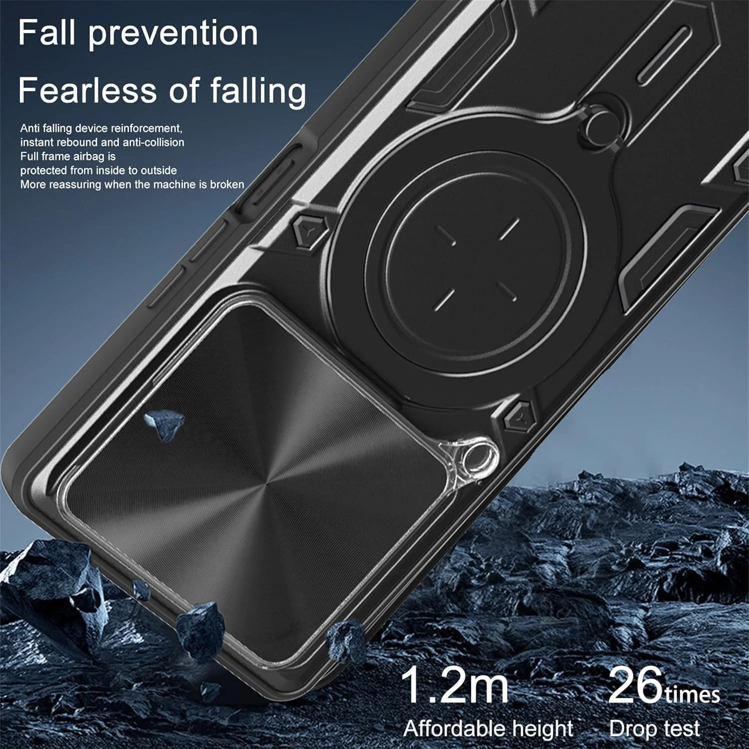 قاب گوشی هواوی Pura 70 با فلاش تماس، بند سیلیکونی، محافظ صفحه نمایش هواوی Pura70، پایه ضد ضربه نظامی Pura70 مدل MagRing (مشکی، Pura70 بدون شیشه)