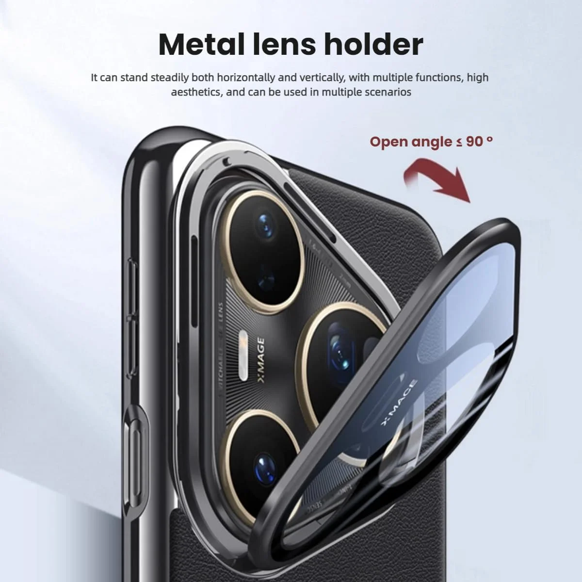 قاب چرمی Gruattreay سازگار با Huawei Pura 80 Ultra، با شیشه لنز ضد خش و پایه لنز فلزی، پوشش محافظ ضد اثر انگشت و مقاوم در برابر افتادن (مشکی)