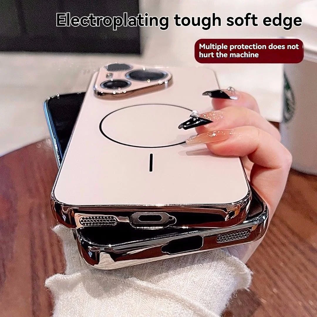 قاب پشتی سازگار با هوآوی Pura 80 Ultra / P80 pro/p+ / P80، فریم آبکاری شده نرم، لمس سازگار با پوست، پشتیبانی از شارژ مغناطیسی، کاور P80 (خاکستری، Pura 80 Ultra)