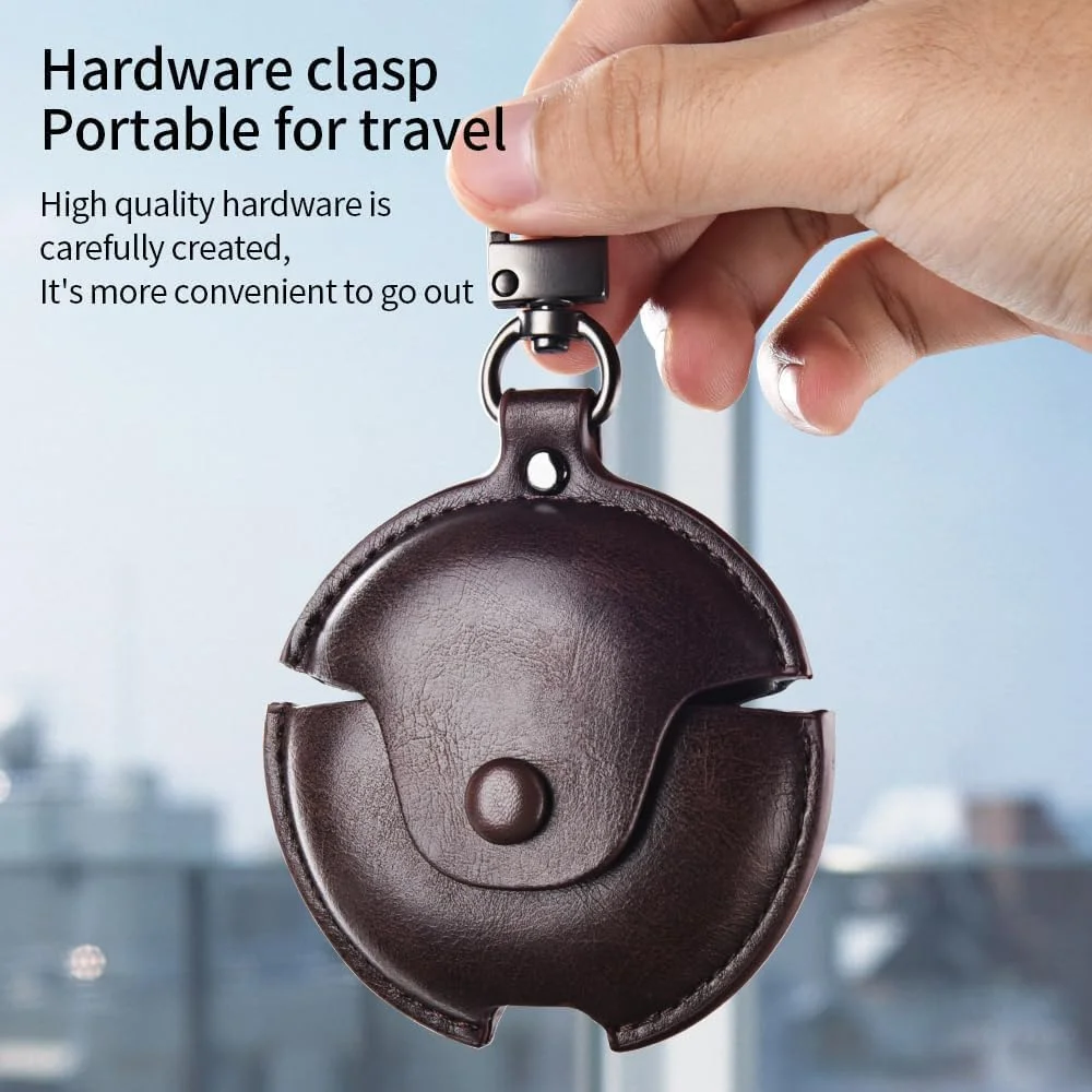 کیف چرمی باریک و شیک تجاری برای هواوی Freebuds 6i 2024 / Freebuds 5i 2022 به همراه جاکلیدی، مناسب خانم ها، آقایان و دختران (قهوه ای تیره، Huawei Freebuds 6i / Freebuds 5i)