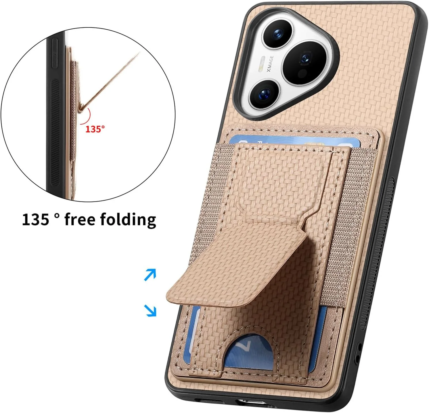 کاور محافظ گوشی هواوی Pura 70، دارای جای کارت، باریک، ضد ضربه و ضد خش، کاور بادوام کیف پول دار با استند برای آقایان/بانوان (خاکستری)