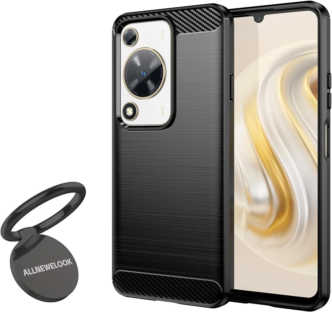 کاور مشکی TPU برای هوآوی نوا Y72 به همراه یک حلقه نگهدارنده، TPU نرم مقاوم در برابر خراش، ضد ضربه (MF LS برای هوآوی نوا Y72)