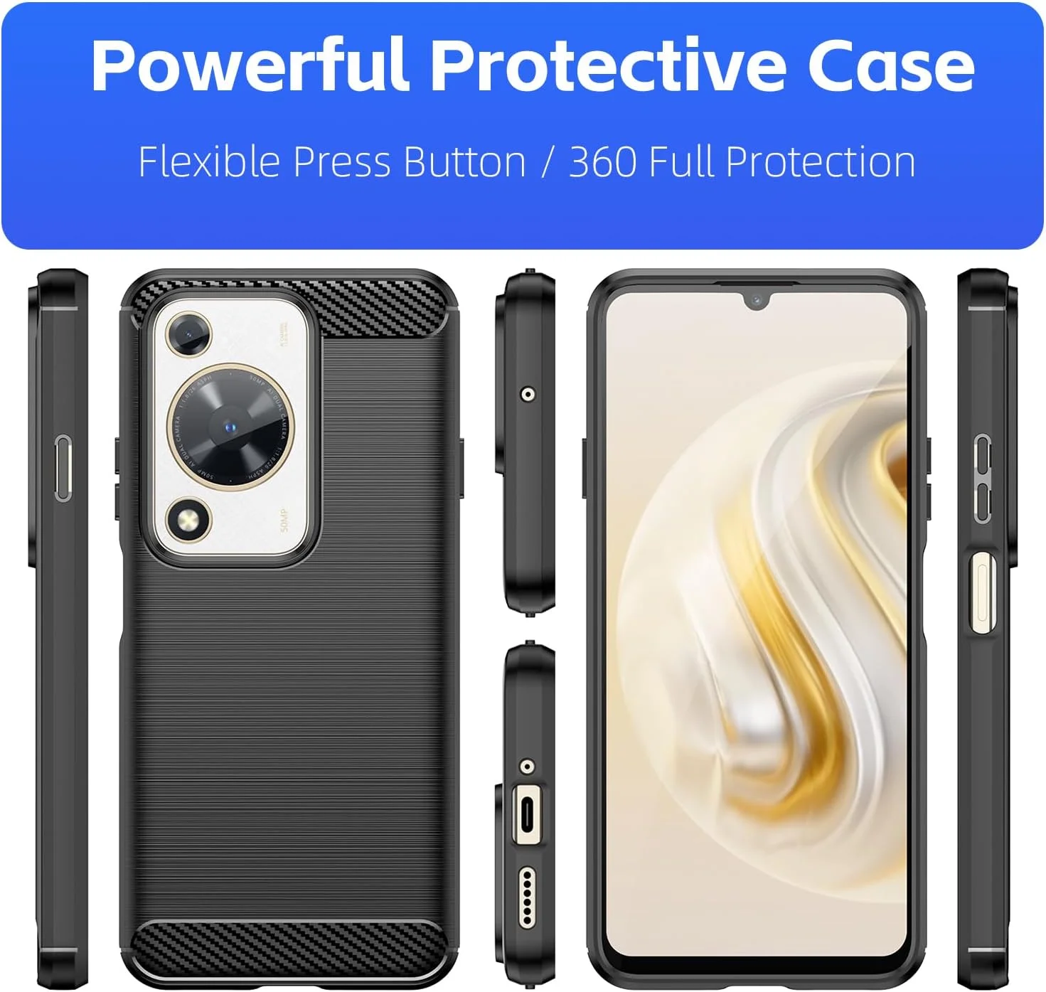 کاور مشکی TPU برای هوآوی نوا Y72 به همراه یک حلقه نگهدارنده، TPU نرم مقاوم در برابر خراش، ضد ضربه (MF LS برای هوآوی نوا Y72)